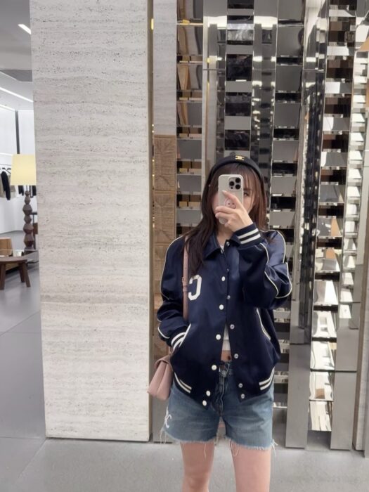 셀린느 사틴 나일론 테디 자켓 네이비 블루 RV08U0550 레플리카 미러급 SA급 S급 고퀄리티 하이엔드 최상급 의류 [남성여성공용] 2