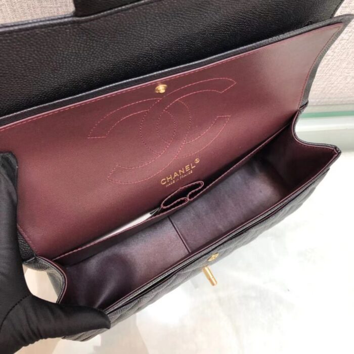 샤넬 레플리카 클래식 캐비어 플랩백 블랙 금,은장 22