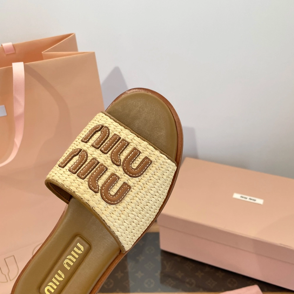 미우미우 라피아 패브릭 뮬 슬리퍼 레플리카 미러급 SA급 S급 고퀄리티 신발 - best 13