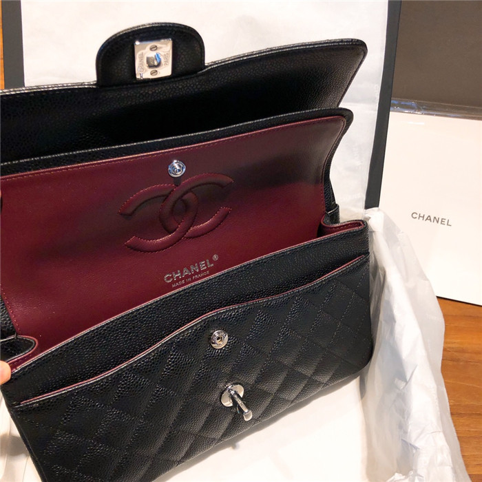 샤넬 레플리카 클래식 캐비어 플랩백 블랙 금,은장 19