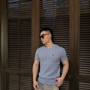 폴로 랄프로렌 자카드 라운드넥 니트 반팔티 스카이 블루 레플리카 미러급 SA급 S급 고퀄리티 하이엔드 최상급 의류 [남성여성공용]