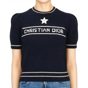 디올 로고 퍼프 울 캐시미어 반팔 스웨터 레플리카 미러급 SA급 S급 고퀄리티 반팔 니트 [여성]