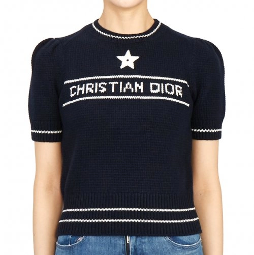 디올 로고 퍼프 울 캐시미어 반팔 스웨터 레플리카 미러급 SA급 S급 고퀄리티 반팔 니트 [여성]