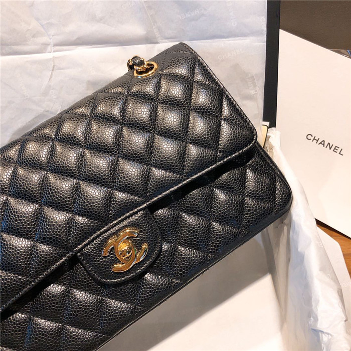 샤넬 레플리카 클래식 캐비어 플랩백 블랙 금,은장 5