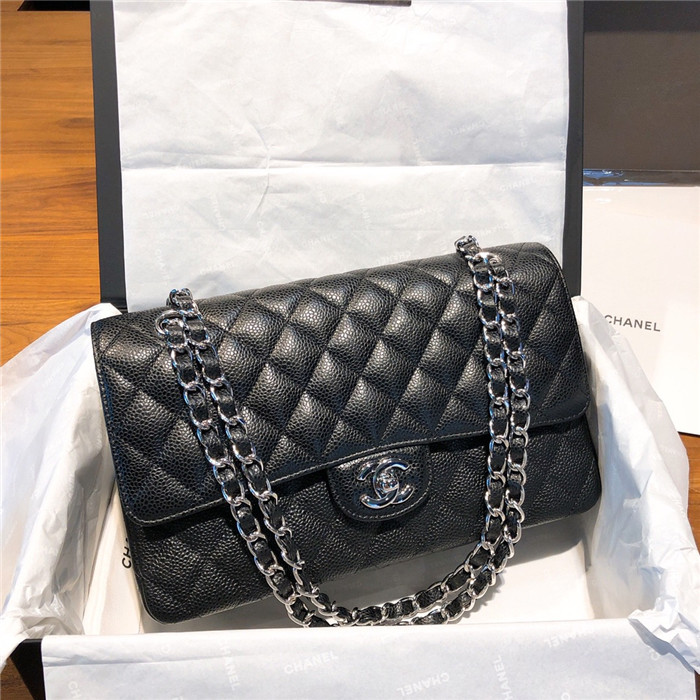 샤넬 레플리카 클래식 캐비어 플랩백 블랙 금,은장 14