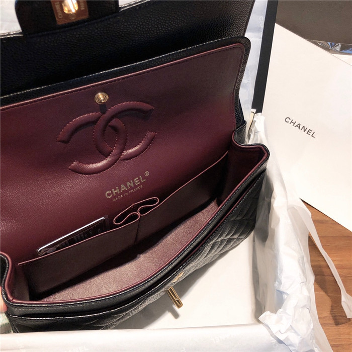 샤넬 레플리카 클래식 캐비어 플랩백 블랙 금,은장 10