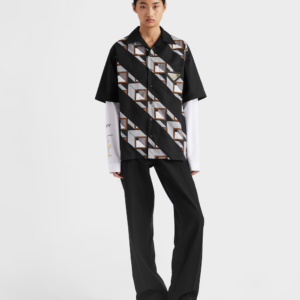 프라다 타임캡슐 프린티드 코튼 셔츠 블랙 스틸 페이크 레이어링 긴팔 셔츠 레플리카 미러급 SA급 S급 고퀄리티 하이엔드 최상급 의류 [남성여성공용]