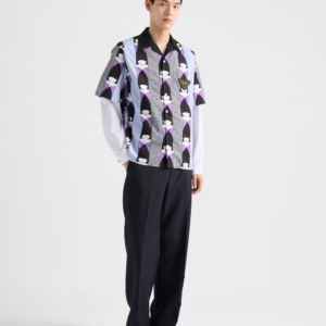 프라다 타임캡슐 프린티드 코튼 셔츠 라이트 블루 시클라멘 페이크 레이어링 긴팔 셔츠 레플리카 미러급 SA급 S급 고퀄리티 하이엔드 최상급 의류 [남성여성공용]