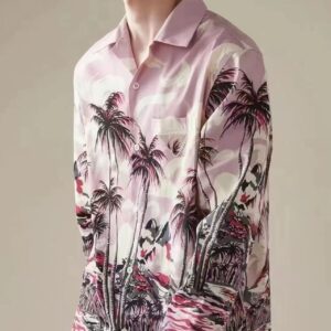 프라다 타임캡슐 프린티드 야자나무 코튼 긴팔 셔츠 핑크 레플리카 미러급 SA급 S급 고퀄리티 하이엔드 최상급 의류 [남성여성공용]