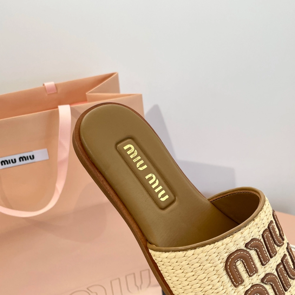 미우미우 라피아 패브릭 뮬 슬리퍼 레플리카 미러급 SA급 S급 고퀄리티 신발 - best 14