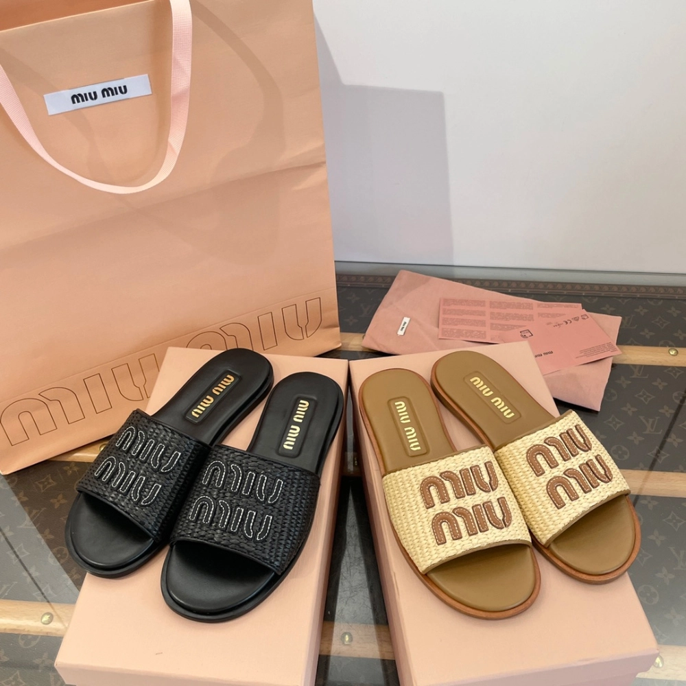 미우미우 라피아 패브릭 뮬 슬리퍼 레플리카 미러급 SA급 S급 고퀄리티 신발 - best 29