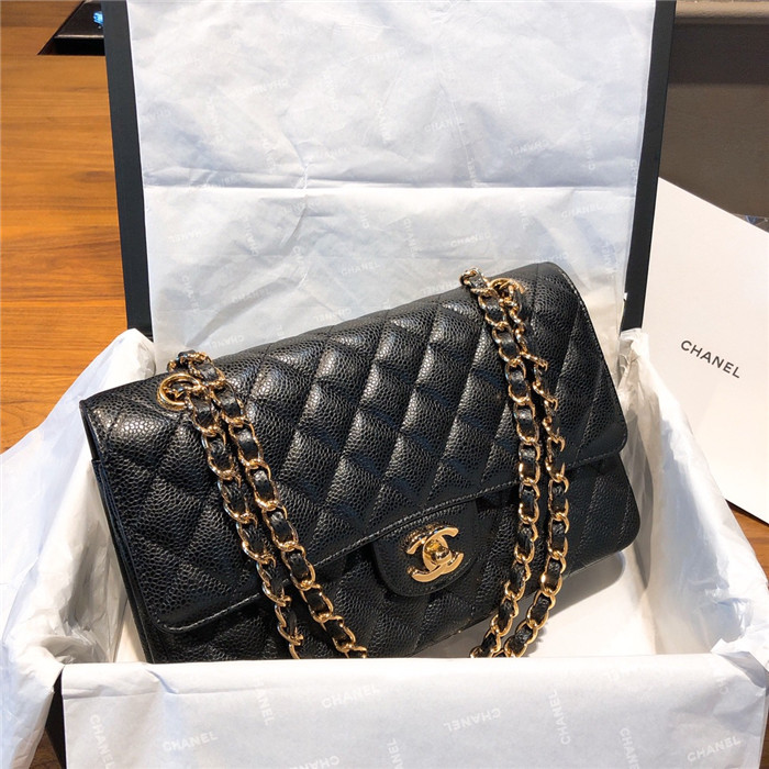 샤넬 레플리카 클래식 캐비어 플랩백 블랙 금,은장 4