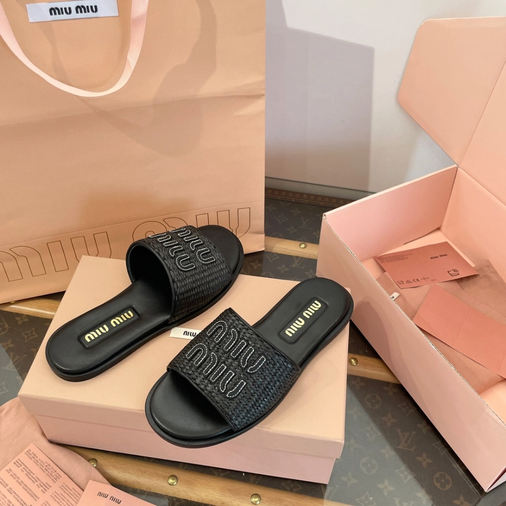 미우미우 라피아 패브릭 뮬 슬리퍼 레플리카 미러급 SA급 S급 고퀄리티 신발 - best 26