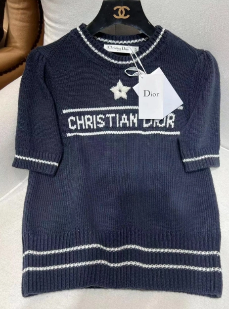디올 로고 퍼프 울 캐시미어 반팔 스웨터 레플리카 미러급 SA급 S급 고퀄리티 반팔 니트 [여성] 2
