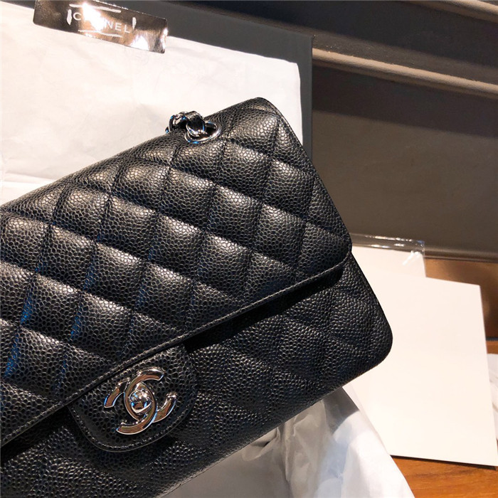샤넬 레플리카 클래식 캐비어 플랩백 블랙 금,은장 15