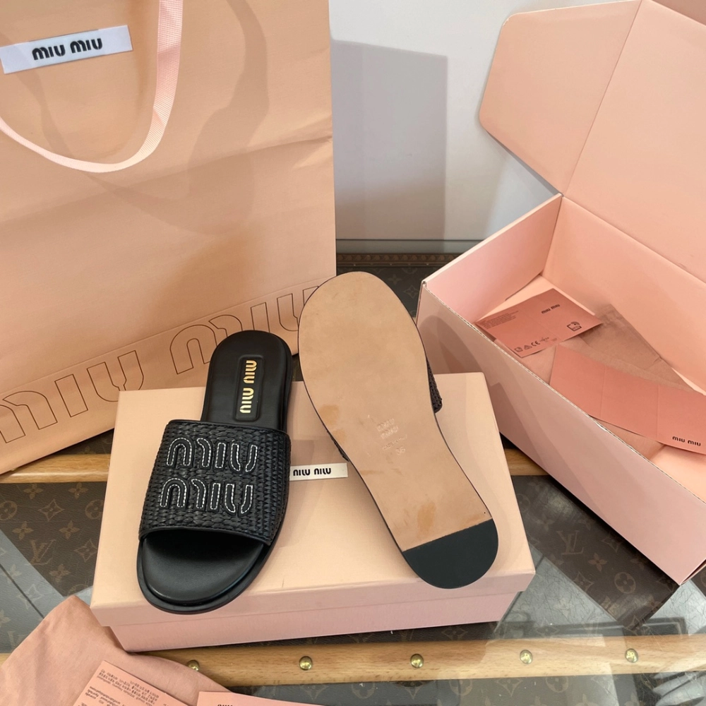 미우미우 라피아 패브릭 뮬 슬리퍼 레플리카 미러급 SA급 S급 고퀄리티 신발 - best 24
