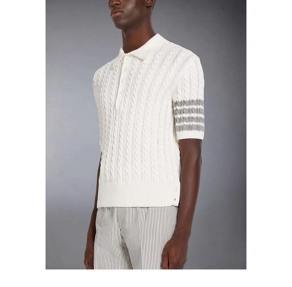 톰브라운 코튼 사선 케이블 니트 숏슬리브 폴로 반팔티 레플리카 미러급 SA급 S급 고퀄리티 카라티 최상급 하이엔드 - best [남성] 5