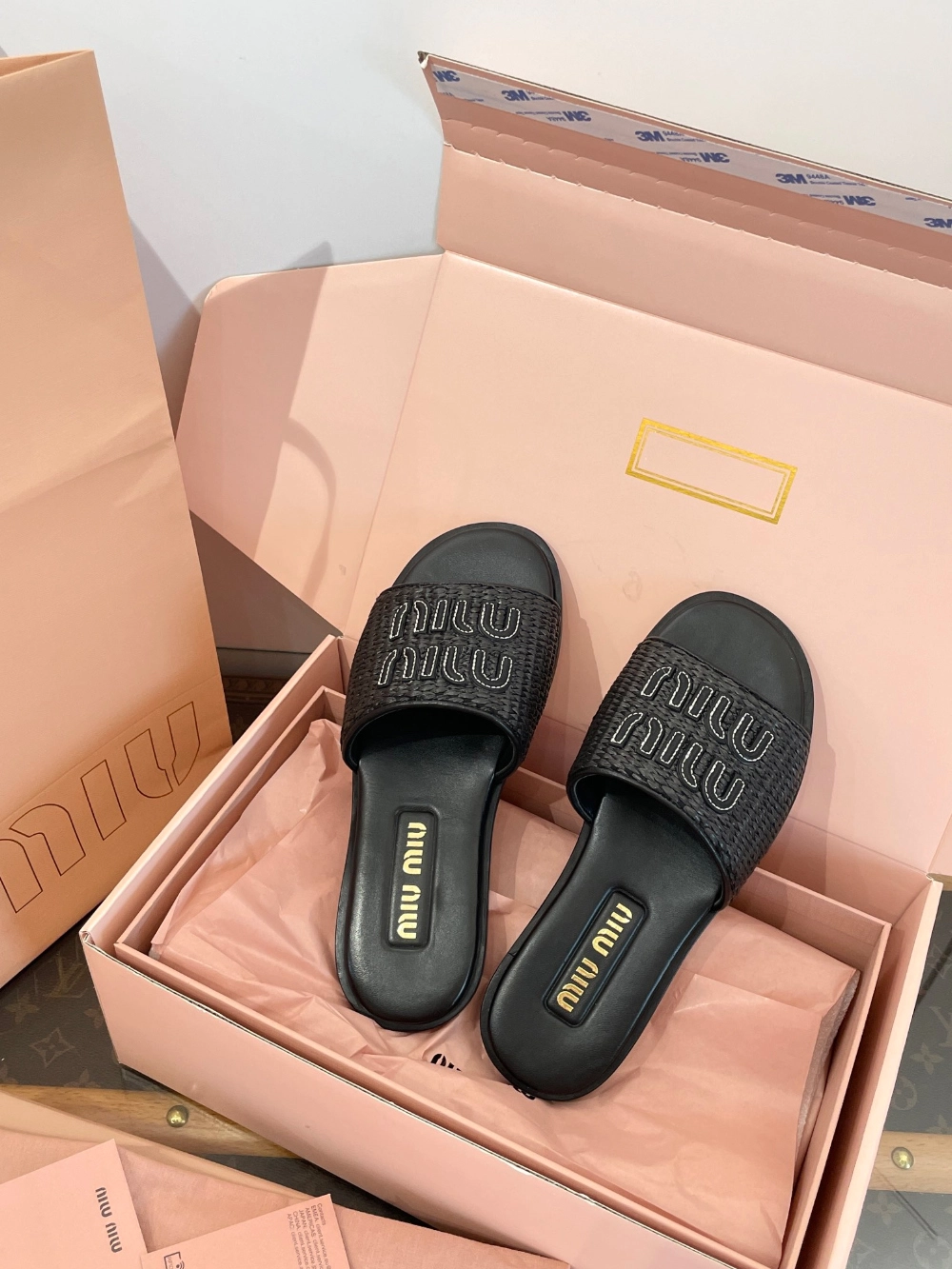 미우미우 라피아 패브릭 뮬 슬리퍼 레플리카 미러급 SA급 S급 고퀄리티 신발 - best 27