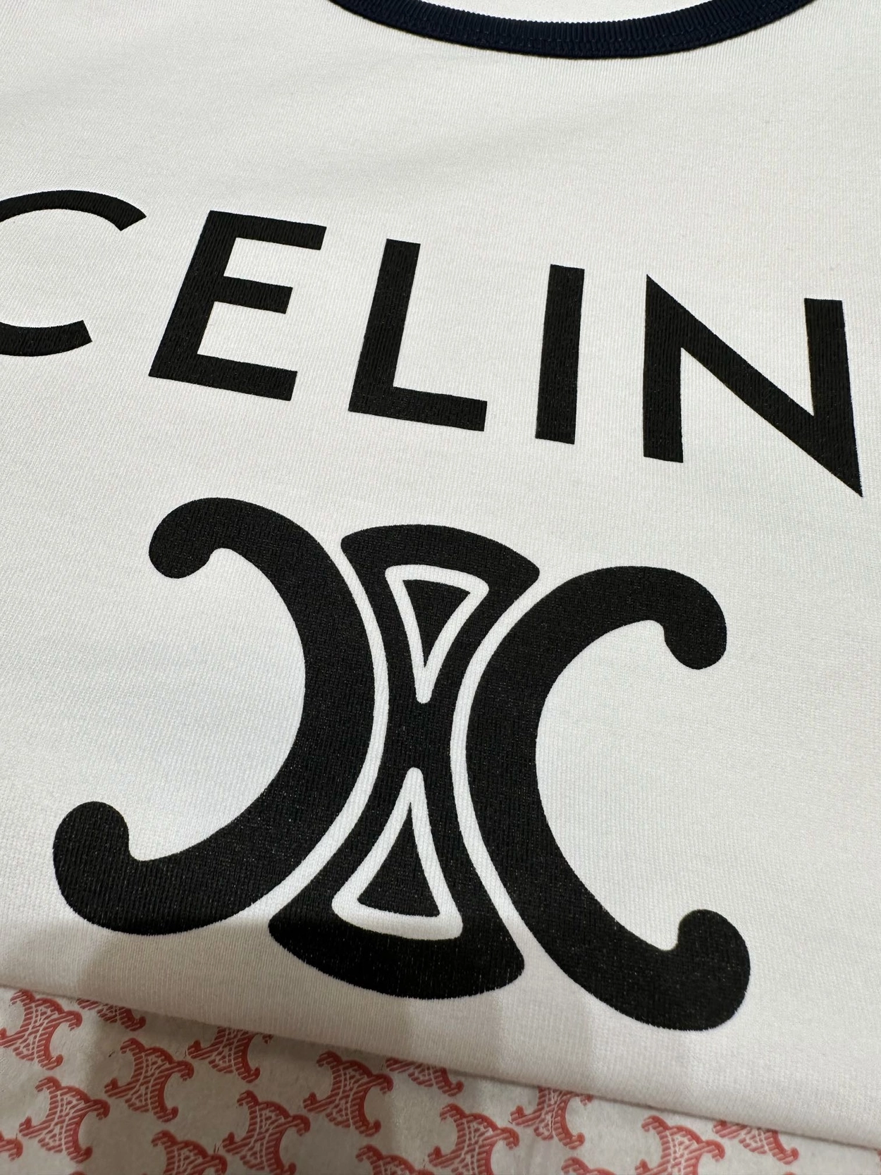 셀린느 트리오페 프린트 코튼 저지 티셔츠 화이트 레플리카 미러급 SA급 S급 고퀄리티 반팔 라운드 [여성] - best 10