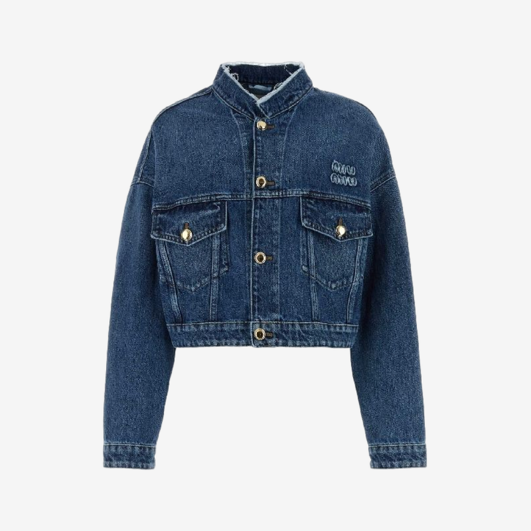 미우미우-레플리카-로고자수-트러커-데님-자켓-명품 레플리카 미러 SA급 미우미우 레플리카 로고자수 트러커 데님 자켓