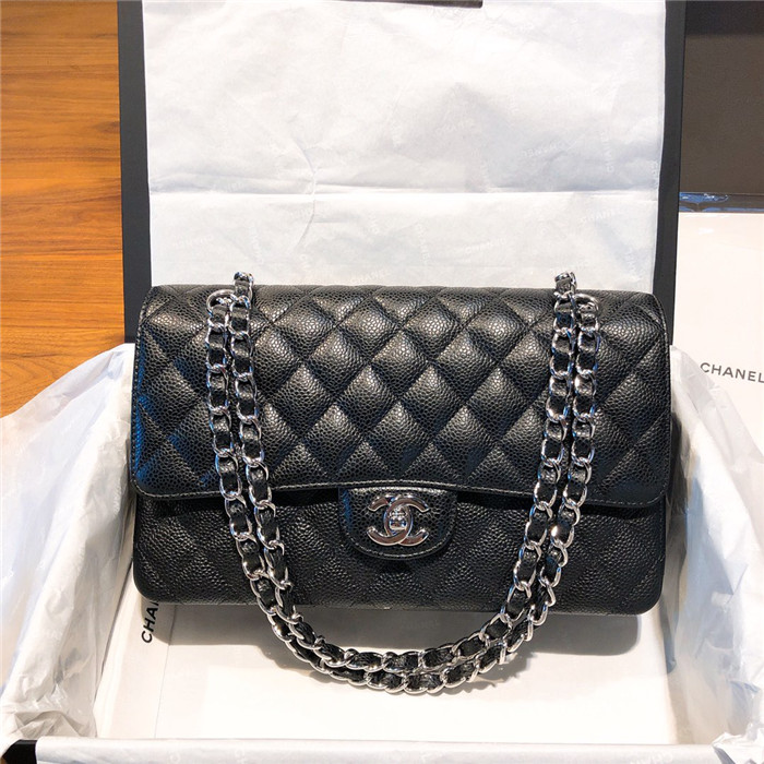 샤넬 레플리카 클래식 캐비어 플랩백 블랙 금,은장 12