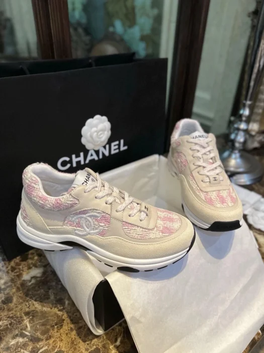 샤넬 CC 로고 트위드 스니커즈 핑크 레플리카 미러급 SA급 S급 고퀄리티 신발 [여성] 8