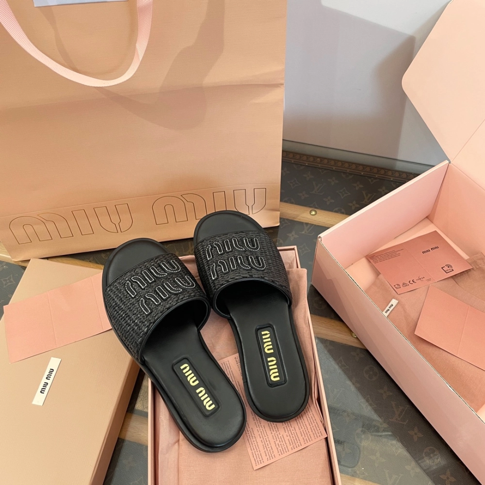 미우미우 라피아 패브릭 뮬 슬리퍼 레플리카 미러급 SA급 S급 고퀄리티 신발 - best 20