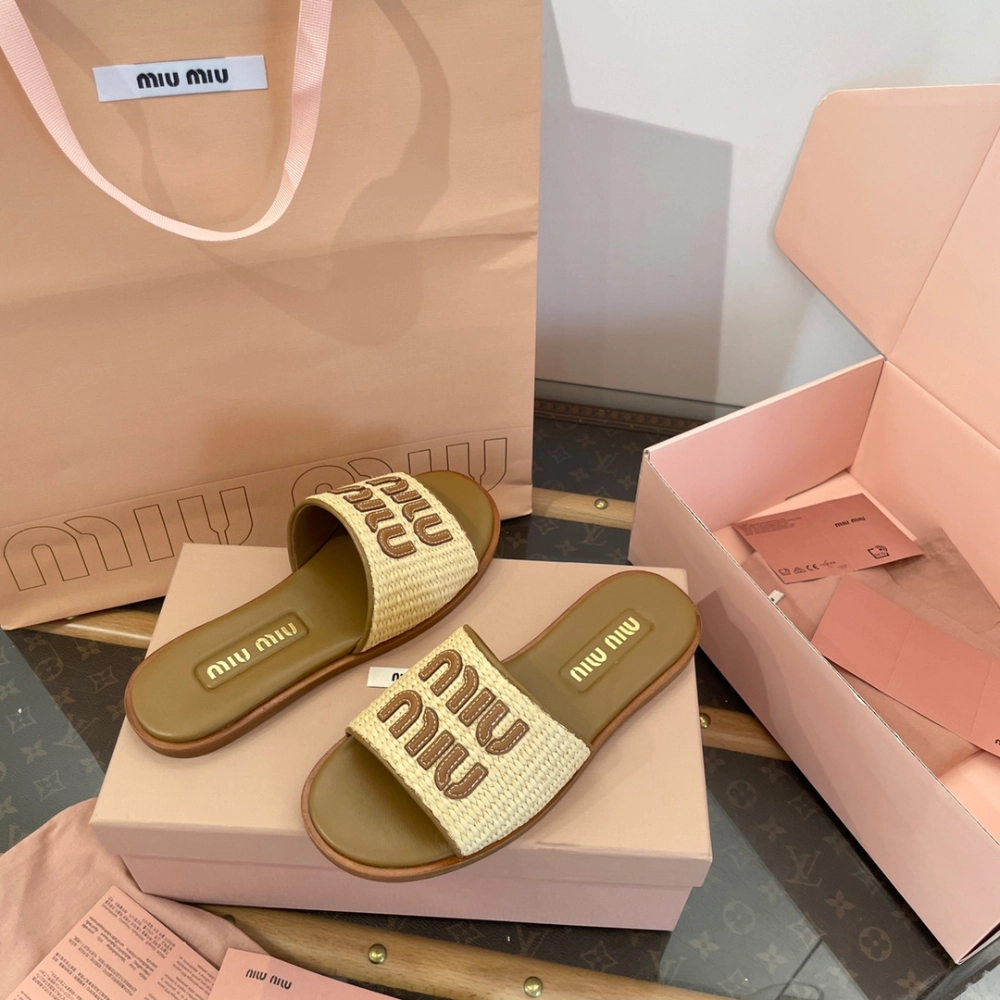 미우미우 라피아 패브릭 뮬 슬리퍼 레플리카 미러급 SA급 S급 고퀄리티 신발 - best 18