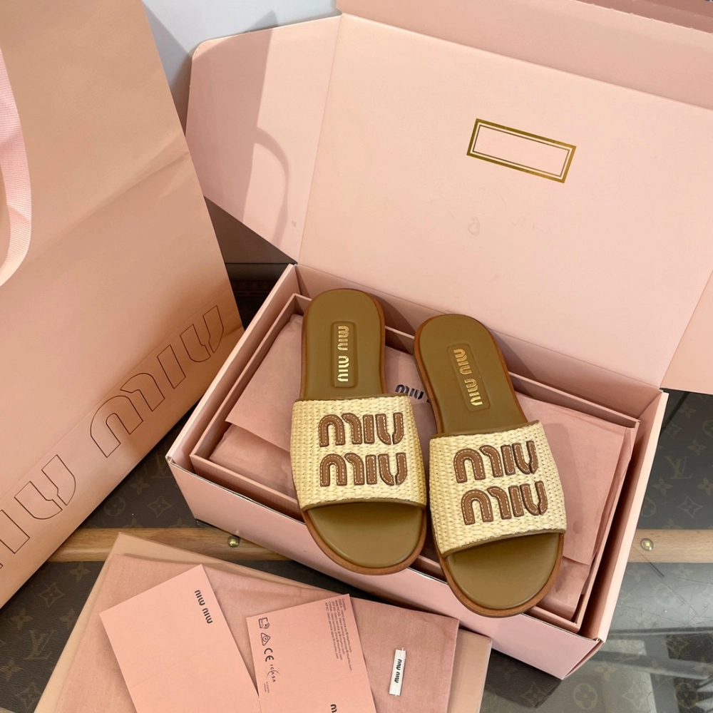 미우미우 라피아 패브릭 뮬 슬리퍼 레플리카 미러급 SA급 S급 고퀄리티 신발 - best 19