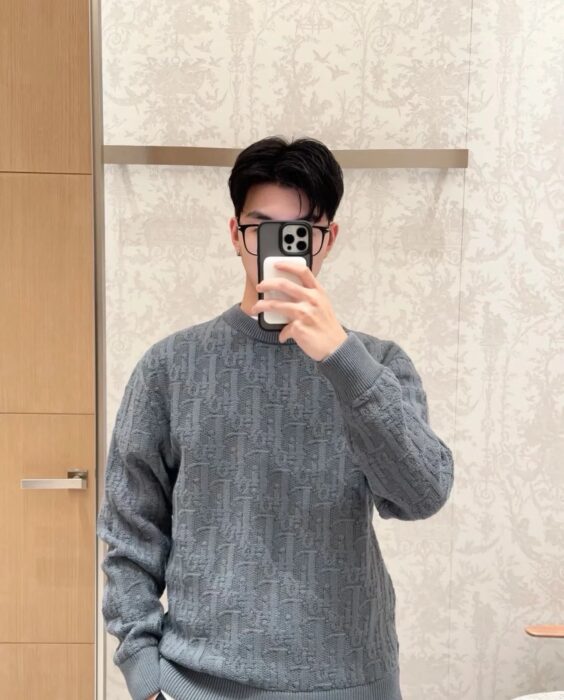 디올 오블리크 스웨터 그레이 코튼 블렌드 자카드 레플리카 미러급 SA급 S급 고퀄리티 하이엔드 최상급 의류 [남성여성공용]