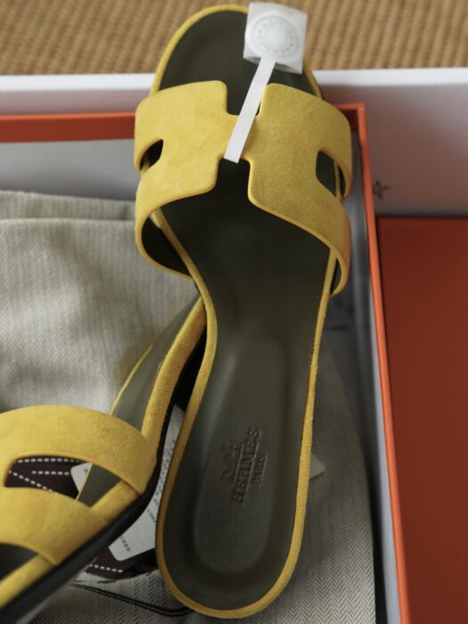 에르메스 오아시스 샌들 뮬 슬리퍼 스웨이드 옐로우 5cm 레플리카 미러급 SA급 S급 고퀄리티 최상급 하이엔드 신발 [여성] 4
