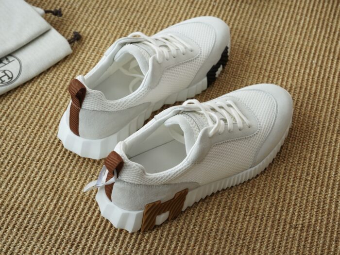 에르메스 바운싱 스니커즈 메쉬 스웨이드 화이트 브라운 H 레플리카 미러급 SA급 S급 고퀄리티 최상급 하이엔드 신발 [남성여성공용] 2