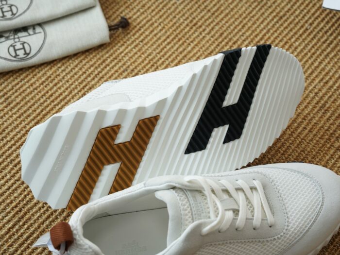 에르메스 바운싱 스니커즈 메쉬 스웨이드 화이트 브라운 H 레플리카 미러급 SA급 S급 고퀄리티 최상급 하이엔드 신발 [남성여성공용] 3