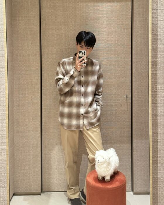 로로피아나 체크 긴팔 셔츠 브라운 레플리카 미러급 SA급 S급 고퀄리티 하이엔드 최상급 의류 [남성여성공용]