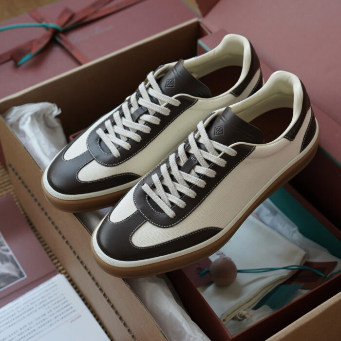 로로피아나 레더 트리밍 스니커즈 다크 브라운 남성용 레플리카 미러급 SA급 S급 고퀄리티 최상급 하이엔드 신발 [남성] 2