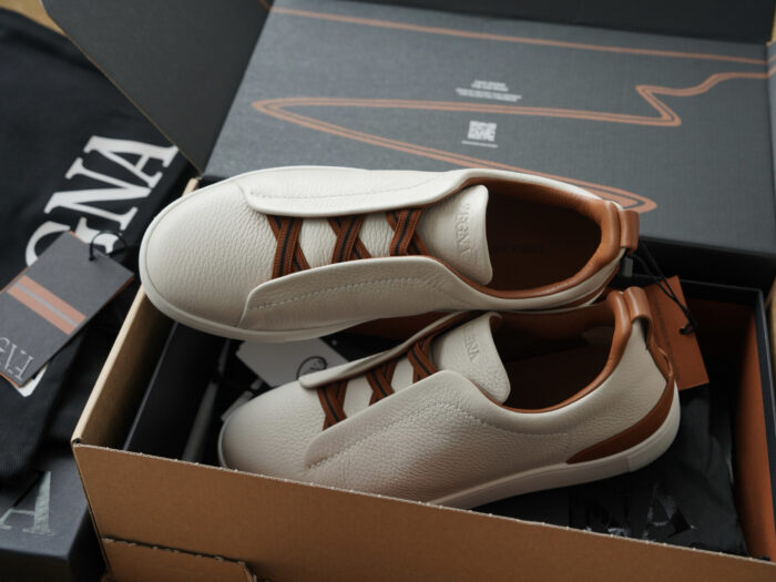 제냐 트리플 스티치 TM 스니커즈 화이트 브라운 남성용 레플리카 미러급 SA급 S급 고퀄리티 최상급 하이엔드 신발 [남성]