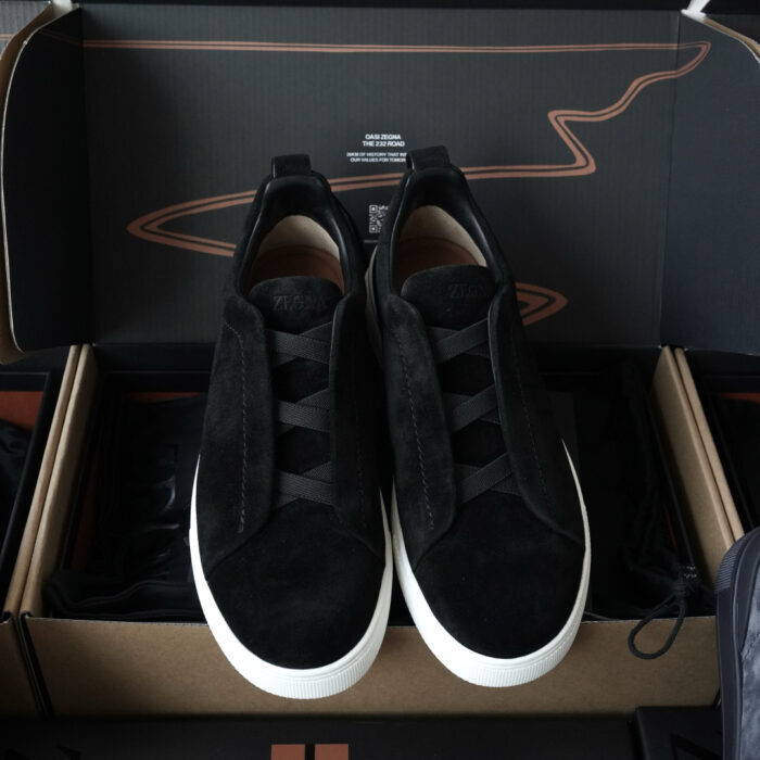 제냐 트리플 스티치 TM 스니커즈 흑백 스웨이드 남성용 레플리카 미러급 SA급 S급 고퀄리티 최상급 하이엔드 신발 [남성]