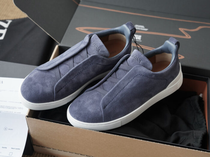 제냐 트리플 스티치 TM 스니커즈 네이비 블루 스웨이드 남성용 레플리카 미러급 SA급 S급 고퀄리티 최상급 하이엔드 신발 [남성]