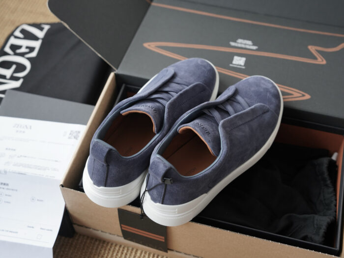 제냐 트리플 스티치 TM 스니커즈 네이비 블루 스웨이드 남성용 레플리카 미러급 SA급 S급 고퀄리티 최상급 하이엔드 신발 [남성] 2