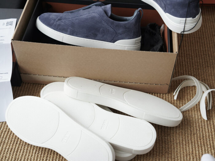 제냐 트리플 스티치 TM 스니커즈 네이비 블루 스웨이드 남성용 레플리카 미러급 SA급 S급 고퀄리티 최상급 하이엔드 신발 [남성] 16