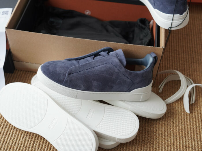 제냐 트리플 스티치 TM 스니커즈 네이비 블루 스웨이드 남성용 레플리카 미러급 SA급 S급 고퀄리티 최상급 하이엔드 신발 [남성] 18