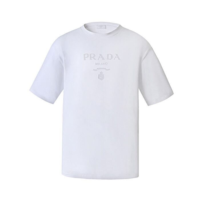 프라다 로고 프린트 크루넥 반팔티 화이트 레플리카 미러급 SA급 S급 고퀄리티 하이엔드 최상급 의류 [남성여성공용] 5