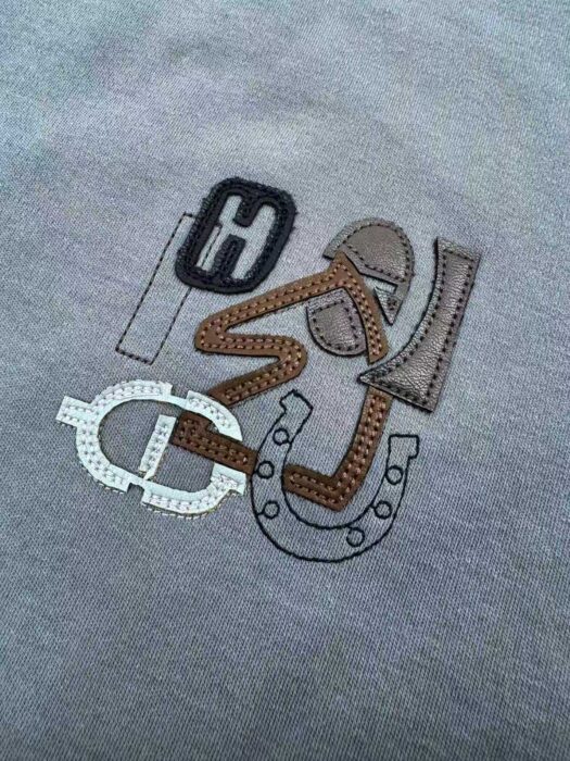 에르메스 파리스 아플리케 가죽 반팔티 남회색 레플리카 미러급 SA급 S급 고퀄리티 하이엔드 최상급 의류 [남성여성공용] 10