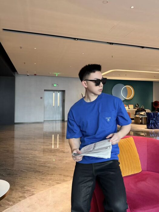 셀린느 코튼 저지 티셔츠 루즈 세리즈 로얄 블루 오프 화이트 레플리카 미러급 SA급 S급 고퀄리티 하이엔드 최상급 의류 [남성여성공용]