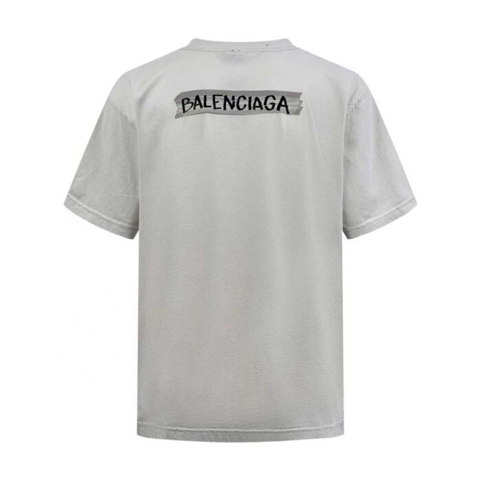 발렌시아가 마스킹 테이프 티셔츠 미디움 핏 더티 화이트 반팔티 레플리카 미러급 SA급 S급 고퀄리티 하이엔드 최상급 의류 [남성여성공용] 4