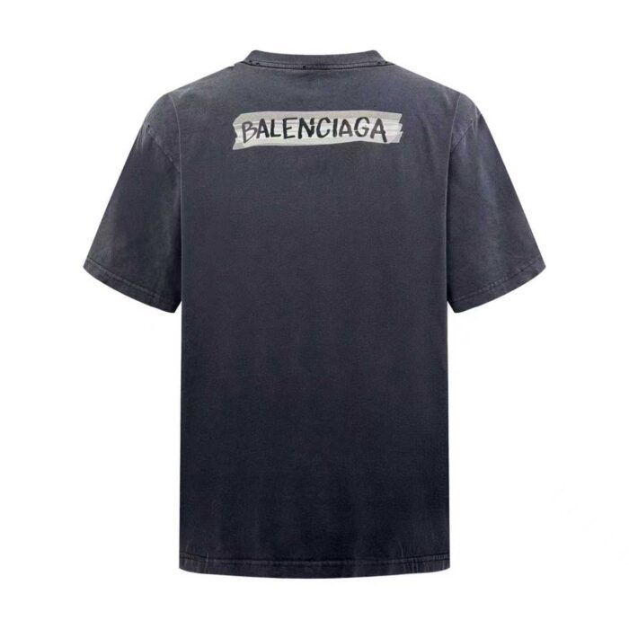 발렌시아가 마스킹 테이프 티셔츠 미디움 핏 페이디드 블랙 반팔티 레플리카 미러급 SA급 S급 고퀄리티 하이엔드 최상급 의류 [남성여성공용] 4