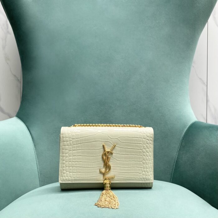 생로랑 엠보싱 크로커다일 가죽 KATE 스몰 태슬 백 골드 474366 하얀색 레플리카 미러급 SA급 S급 고퀄리티 최상급 하이엔드 가방 [여성]