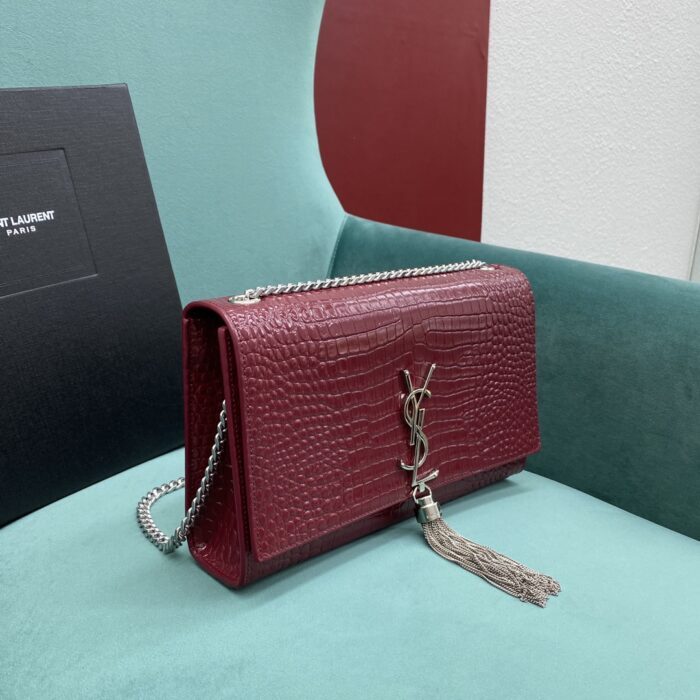 생로랑 엠보싱 크로커다일 가죽 KATE 미디엄 태슬 백 은장 354119 와인 레플리카 미러급 SA급 S급 고퀄리티 최상급 하이엔드 가방 [여성] 4