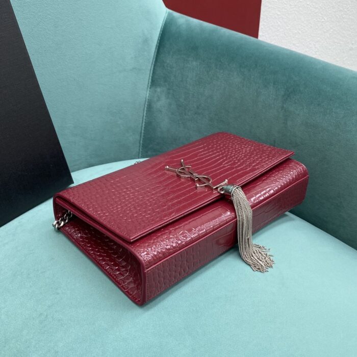 생로랑 엠보싱 크로커다일 가죽 KATE 미디엄 태슬 백 은장 354119 와인 레플리카 미러급 SA급 S급 고퀄리티 최상급 하이엔드 가방 [여성] 6