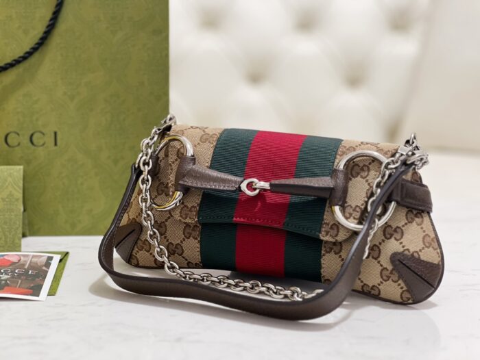 구찌 홀스빗 체인 스몰 숄더백 베이지 에보니 GG 캔버스 764339 레플리카 미러급 SA급 S급 고퀄리티 최상급 하이엔드 가방 [여성] 4